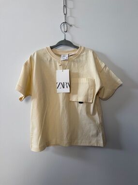 Zara Short Sleeve Pocket Tee in Cream